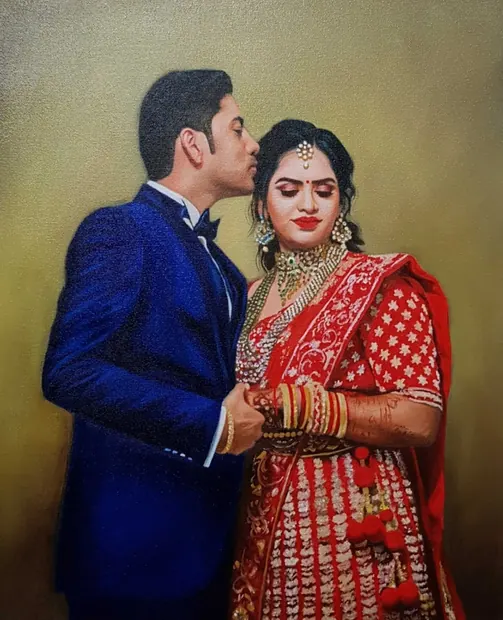 Oil wedding portrait of a couple