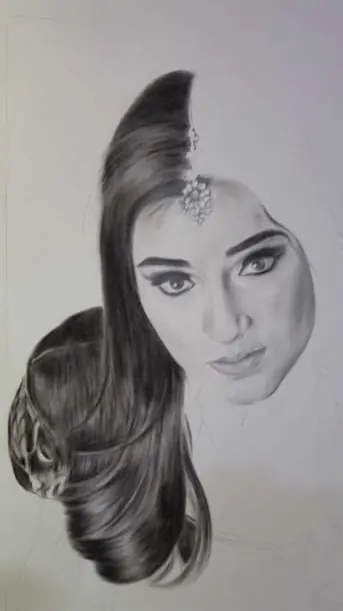 Third stage: the hair being drawn strand by strand